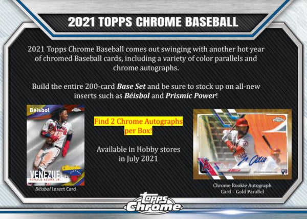 2021 Topps Chrome Hobby 6 Box 1/2 Case PYT #2