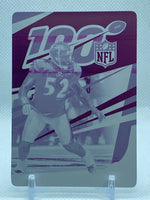 2020 Plates & Patches Ray Lewis Magenta Printing Plate 1/1 - Card #8 NFL 100
